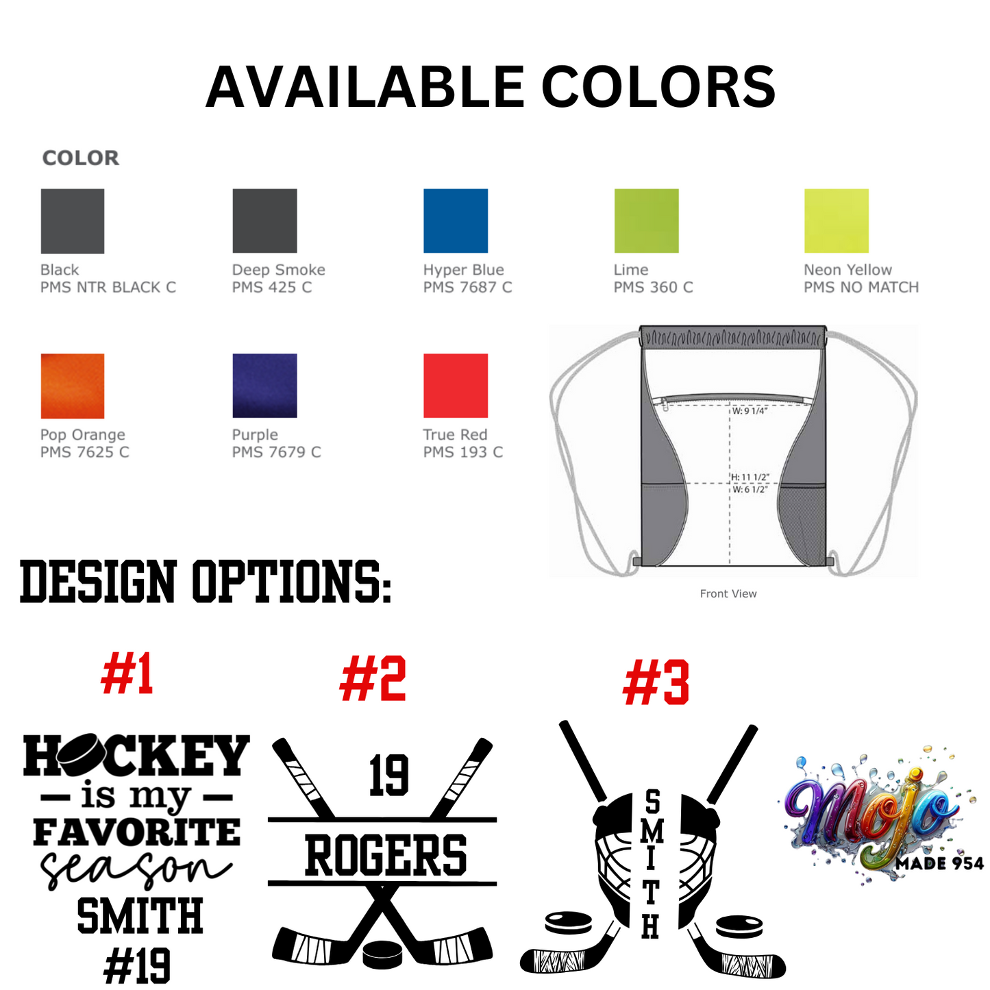 Personalized Hockey Drawstring Cinch Bag with Side Pockets, Custom Sports Backpack, Gifts for Hockey Players, Sports Bag, Team Gifts