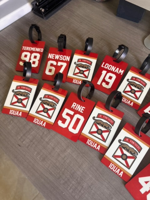 FULLY CUSTOMIZED Bag Tags with Team Logo, Player Name + Number, Person ...